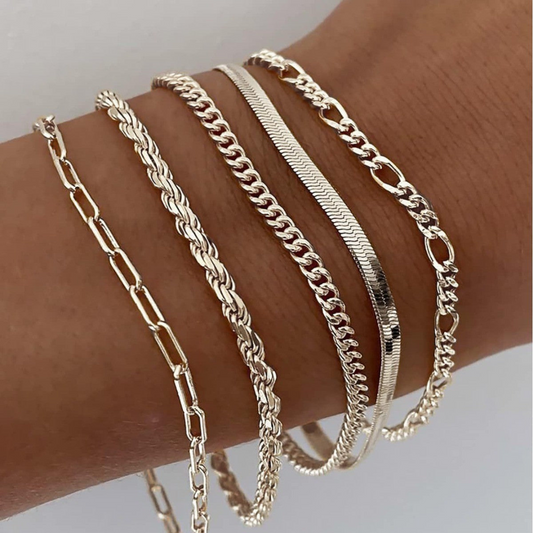 Brazalete - Juego de pulseras de oro | Elegantes, delicadas y atemporales