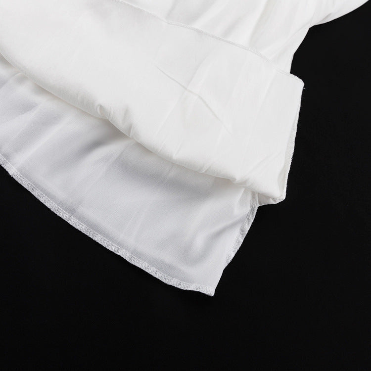 Normandia - Vestido con cuello en V, plisado y volantes