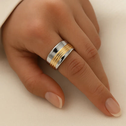 Anillos - Refinado Bicolor Plata y Oro