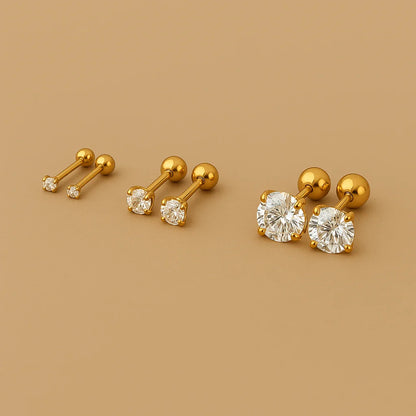 Pendientes - Conjunto de 3 pares con Diamante