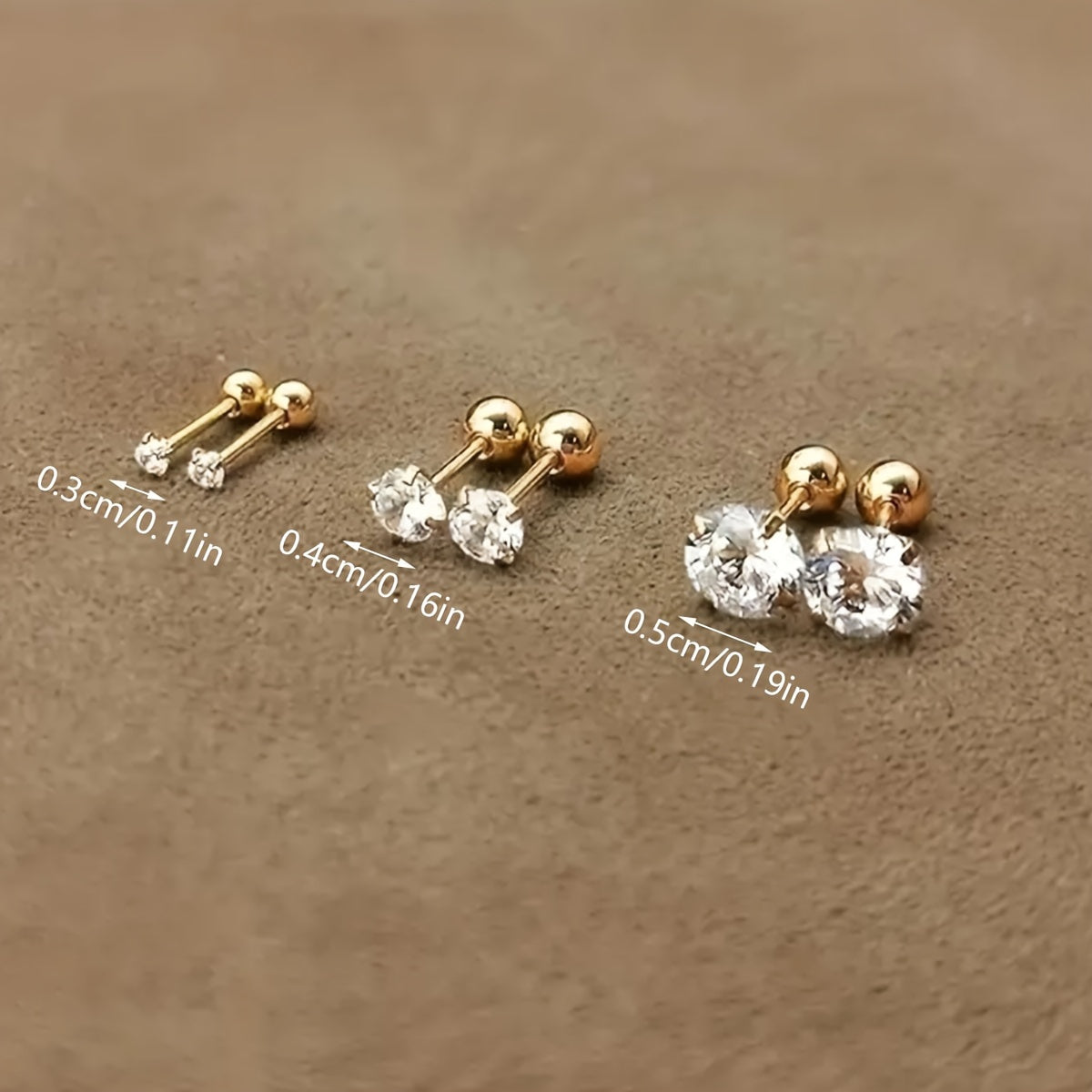 Pendientes - Conjunto de 3 pares con Diamante