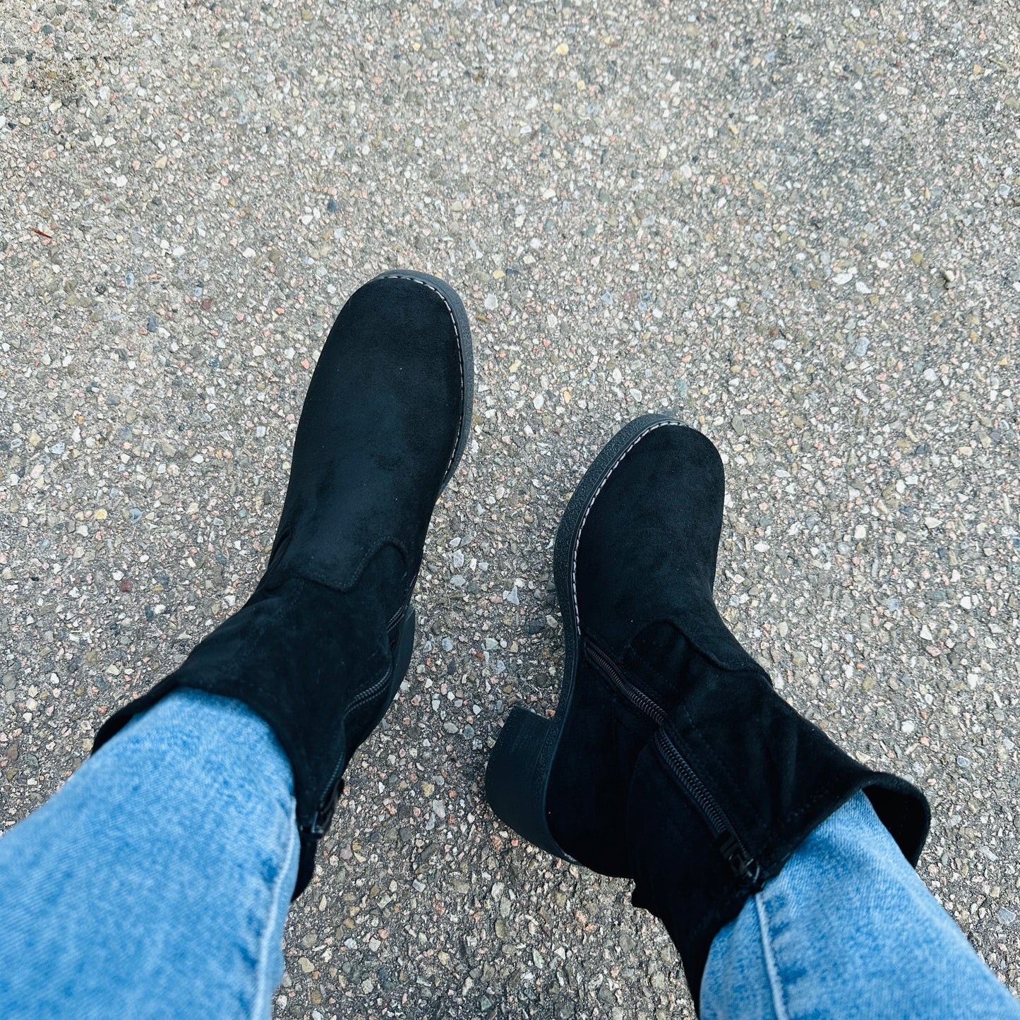 Chloe - Botas de tacón negras | Piel melocotón