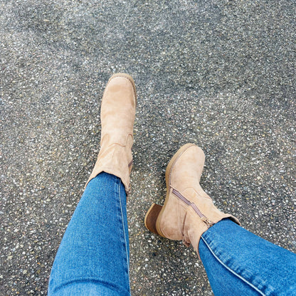 Chloe - Botas de tacón kaki | Piel melocotón